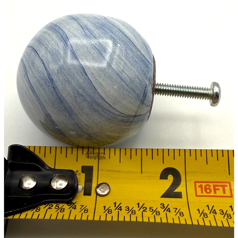 Light Blue Swirl Mackenzie Childs Knob Pull with Hardware Drawer Cabinet Ceramic